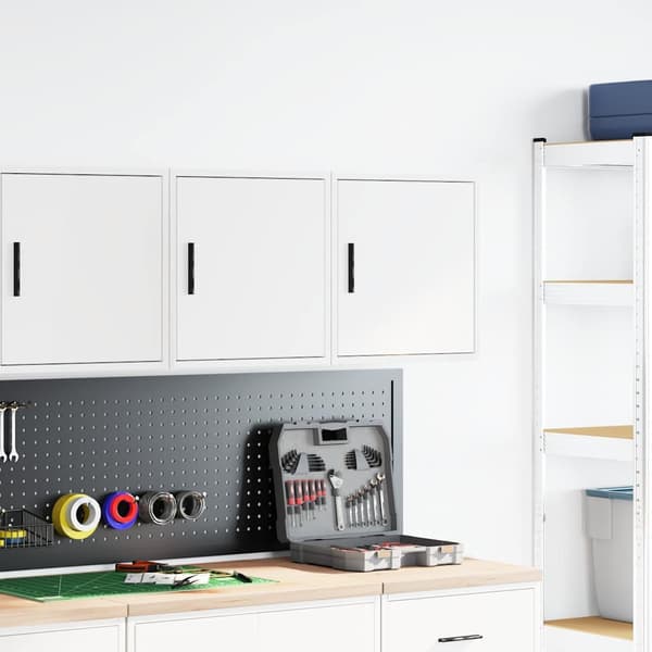vidaXL Garageskåp 2 st vit limmad trä