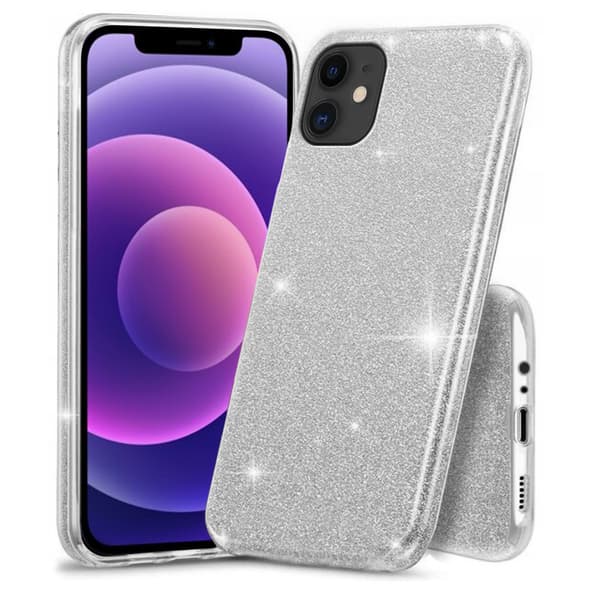 Glitterskal till iPhone 12/12 Pro, Silver