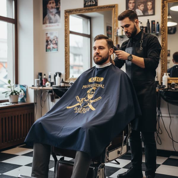 Barbermantel för en stor hårsalong
