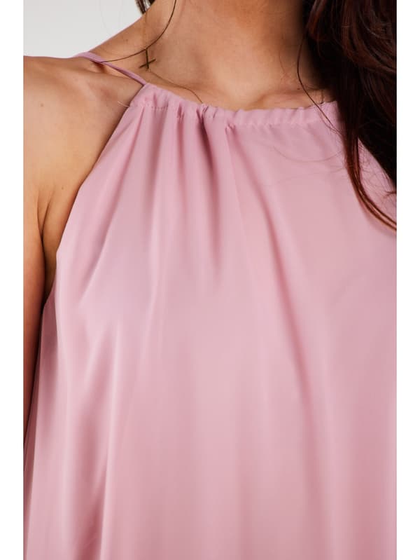 Oversized chiffon maxikjole, pudderrosa S/M