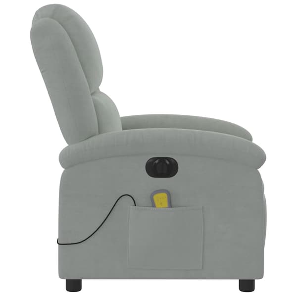 vidaXL Elektrisk massagefåtölj ljusgrå sammet