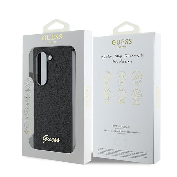 Guess 4G Glitter Script cover til Galaxy Z Fold6, sort