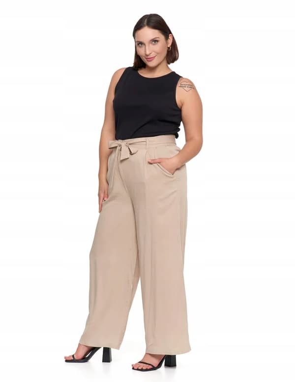 Vida dambyxor med hög midja, elegant viskos MORAJ 3XL BEIGE