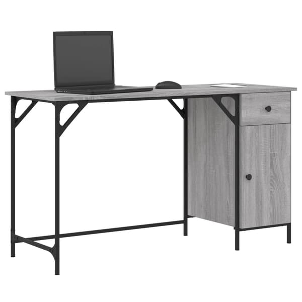 vidaXL computerbord, grå Sonoma-eg, 131x48x75 cm