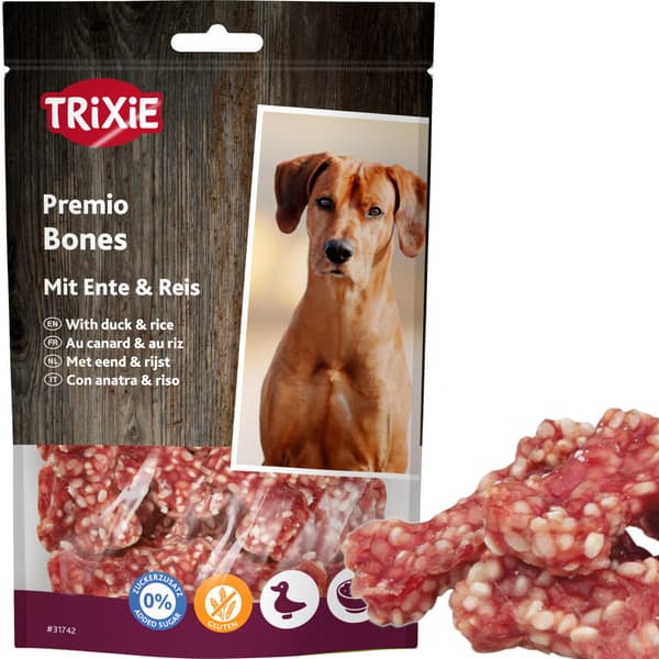 Trixie PREMIO bløde terninger til hunde, and og ris, glutenfri, 80 g