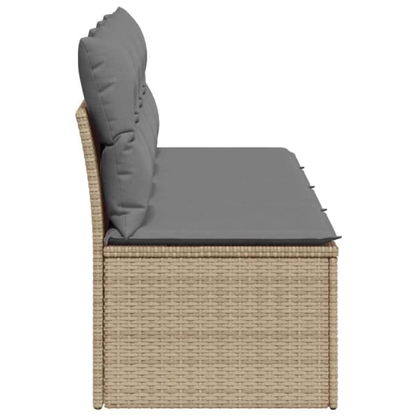 vidaXL Trädgårdssoffa med kuddar, 4-sits, beige, polyrotting