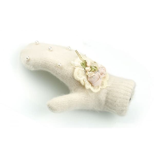SØDE BLOMSTER- OG PERLEHANDSKER CREME REK130
