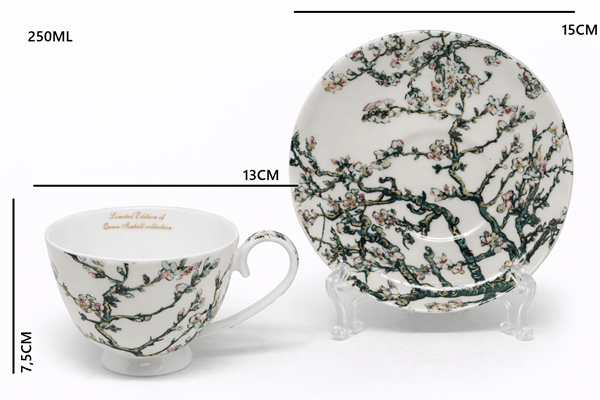 Van Gogh Mandelporslinskopp med fat och sked 250 ml