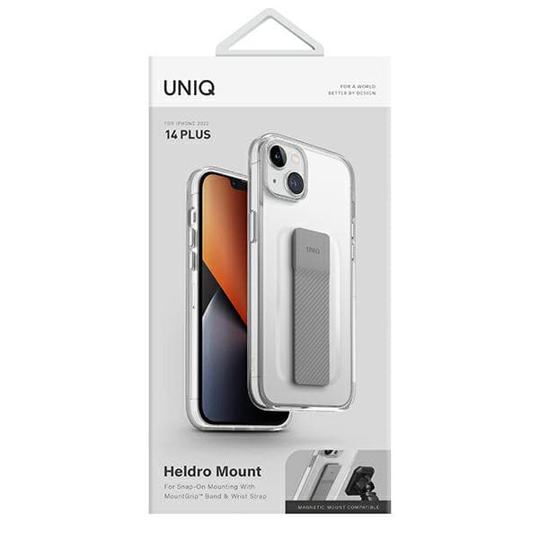 UNIQ Heldro Mount-skal med stativ för iPhone 14 Plus, transparent