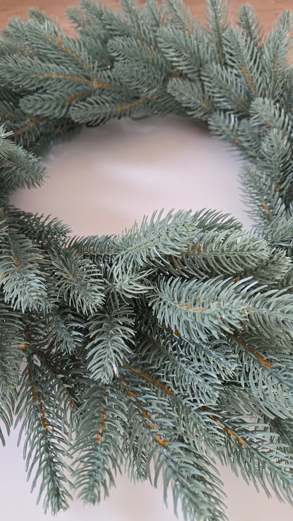 Julkrans 100% PE gran 3D silver SKY 60cm för eldstadsdekoration