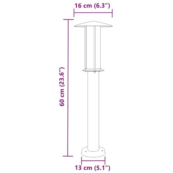 vidaXL havelampe sølv 60 cm rustfrit stål