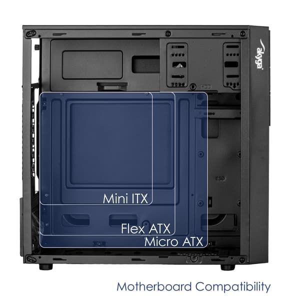 Akyga AK19BK Micro ATX computerkabinet PC Tower Box USB-C USB 3.0 Sort
