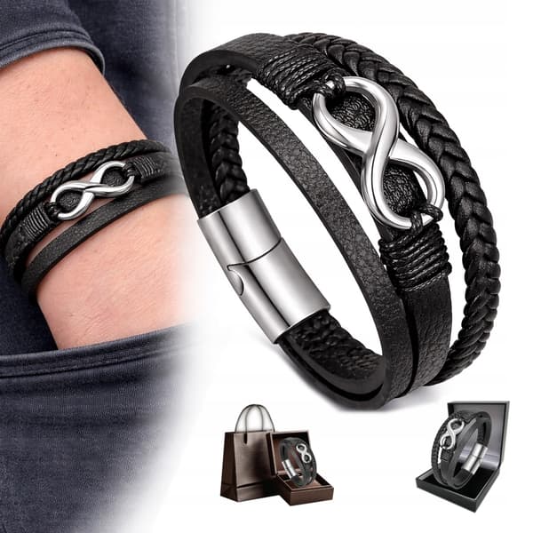 HERRLÄDERARMBAND, Flätat, Elegant, Present till en man