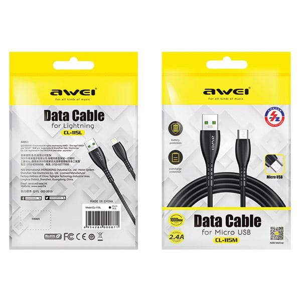 AWEI CL-115T USB till USB-C-kabel svart