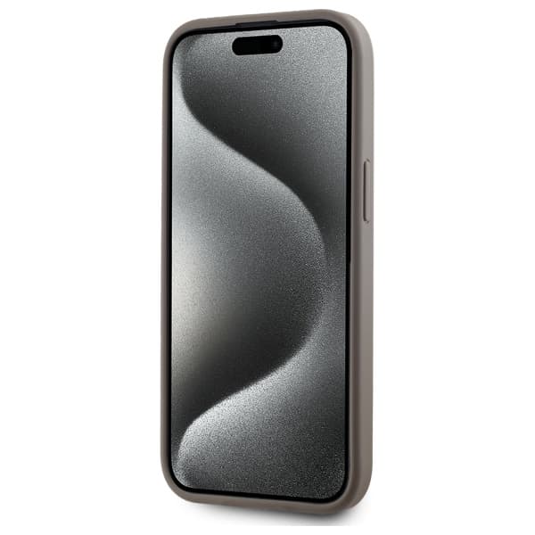 DKNY MagSafe-cover med ternet monogrammønster til iPhone 15 Plus, beige