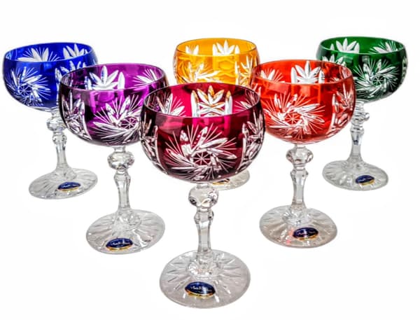 Farverige krystal champagneglas 150ml Olive Grinder