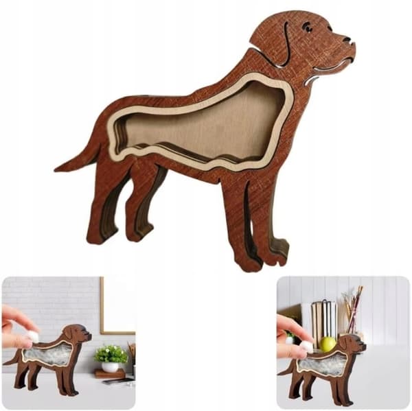 Trækasse med hundehårsramme, souvenirfigur