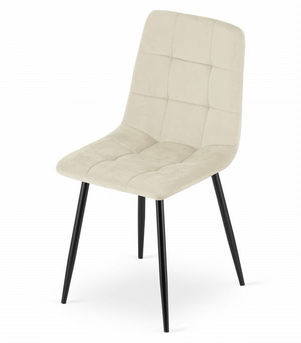 KARA stol - lys beige fløjl / sorte ben x 4