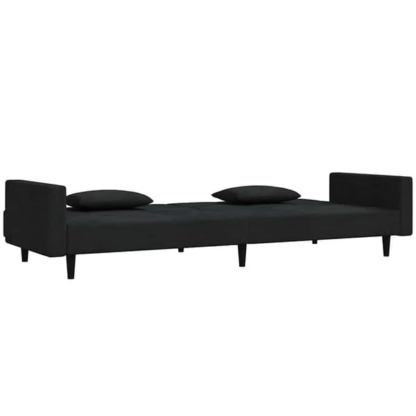 vidaXL 2-sitssoffa med 2 kuddar, svart sammet