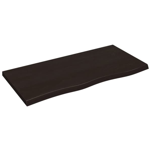 vidaXL hylde mørkebrun 100x50x(2-4) cm egetræsfinish