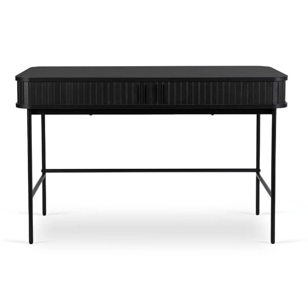 TRISH Udtrækbart skrivebord 120 cm sort riflet moderne loft