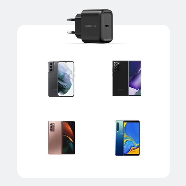 USB-C 25W PD Vægoplader til Telefon + 2m USB-C Kabel Sort