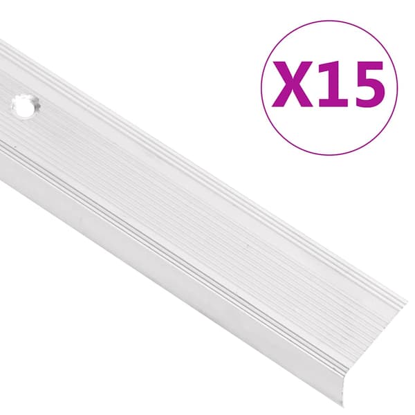 vidaXL L-formade trappnosar 15 st aluminium 90 cm