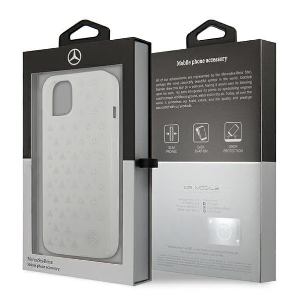 Mercedes sølvstjernemønster-cover til iPhone 13, hvid