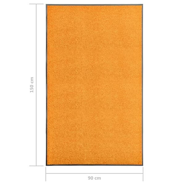 vidaXL vaskbar dørmåtte, orange, 90 x 150 cm