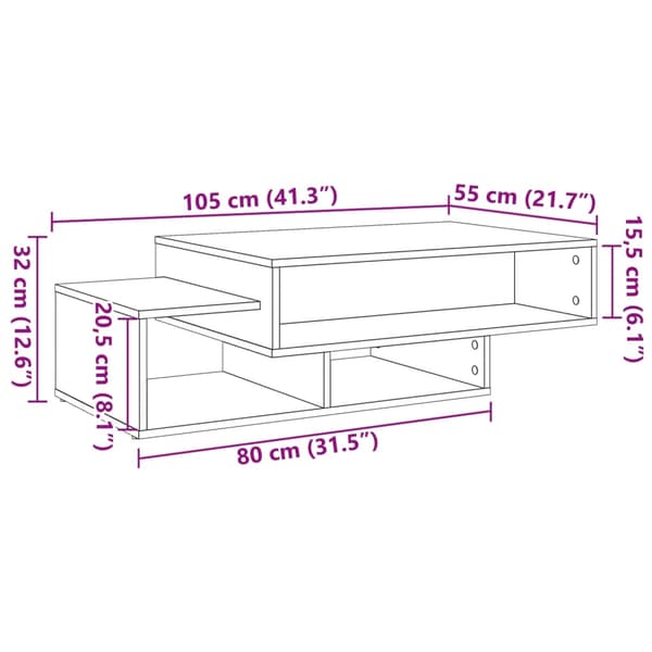 vidaXL Soffbord, Antikträ, 105x55x32 cm
