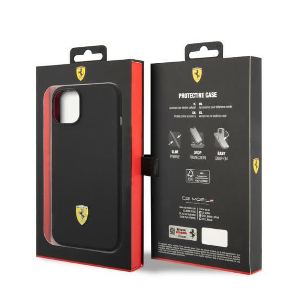 Ferrari Silikone Metal Logo Magsafe-etui til iPhone 14 Plus, Sort