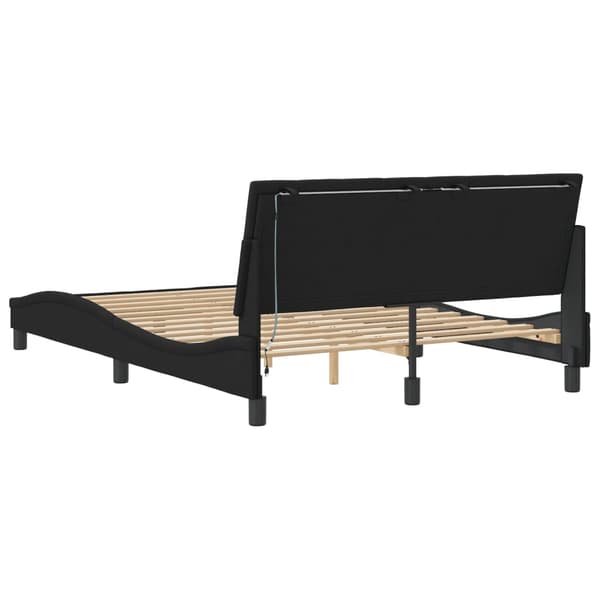 vidaXL Sängynrunko LED-valoilla musta 140x190 cm sametti