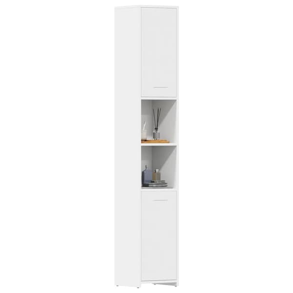vidaXL badeværelsesskab hvid 30x30x183,5 cm spånplade