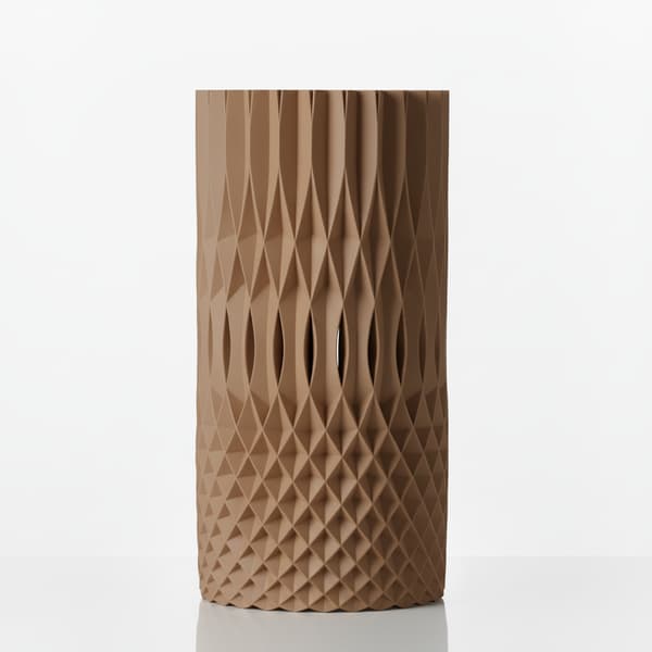 Dekorativ spiralvase, åbent arbejde, brun, til blomster, elegant
