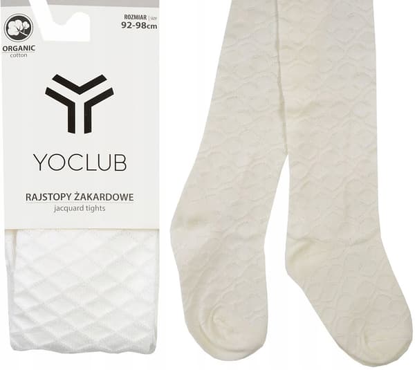 YO! Strømpebukser børnetøj bomuld jacquard ecru 68/74
