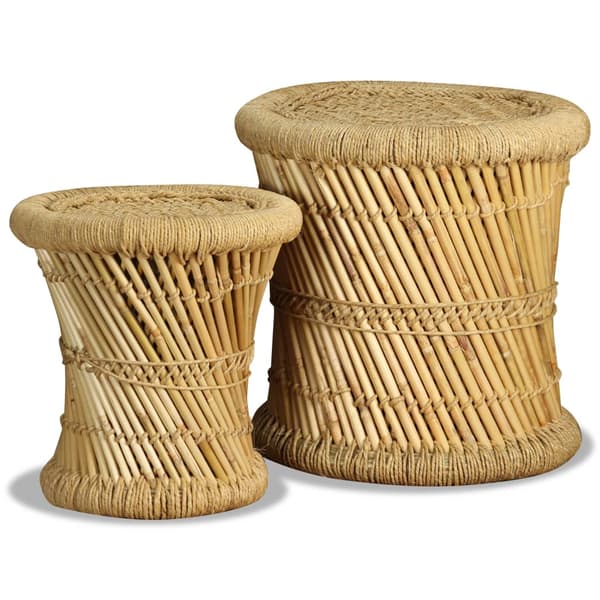 vidaXL Jakkarat, 2 kpl setti, bambu ja juutti