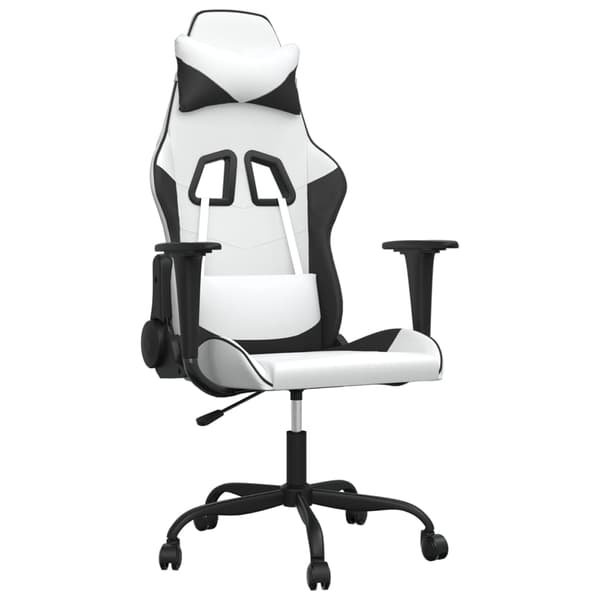 vidaXL gamingstol, sort og hvid, kunstlæder