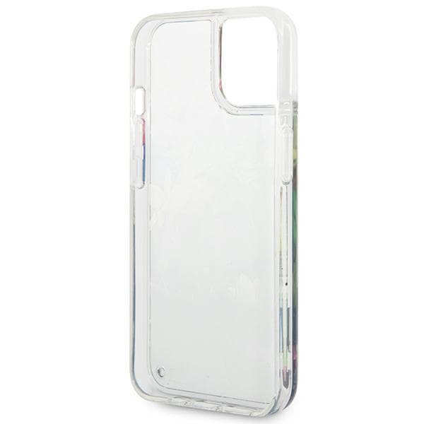 Guess Flower Liquid Glitter cover til iPhone 14, blå