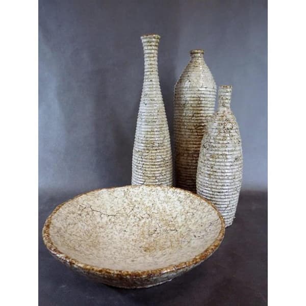 Dekorativ stenplade med revner og striber, cremefarvet, 30x8cm