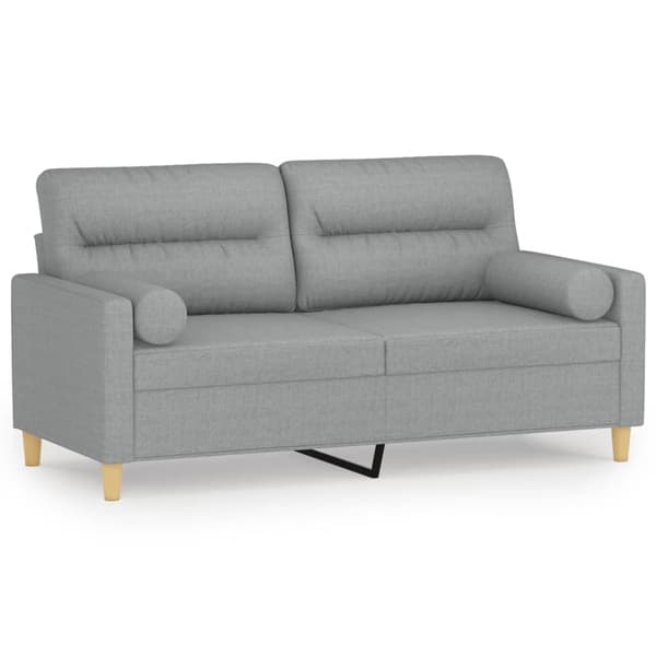 vidaXL 2-sitssoffa med kuddar, ljusgrå, 140 cm, tyg