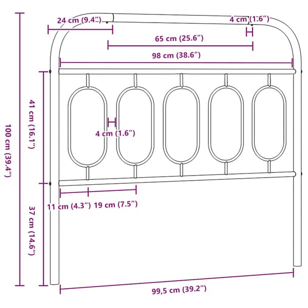 vidaXL metalsengegavl, sort, 100 cm