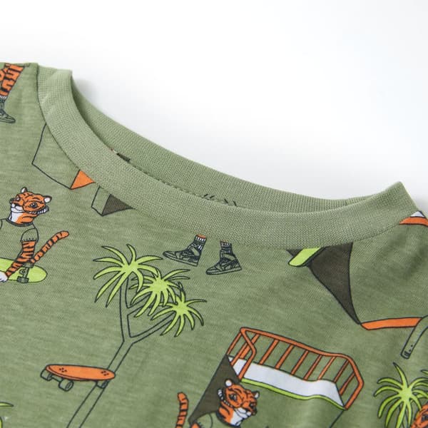 Børne pyjamas med korte ærmer, khaki, 92