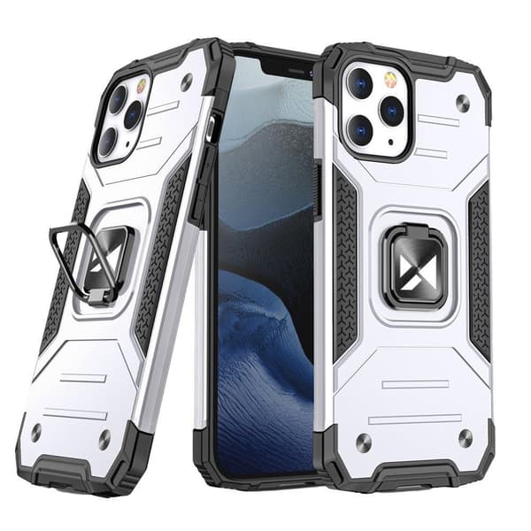 Pansret cover + magnetisk holder iPhone 13 mini Ring Armor sølv