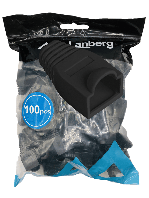 Sorte RJ45-stikdæksler, 100-pak