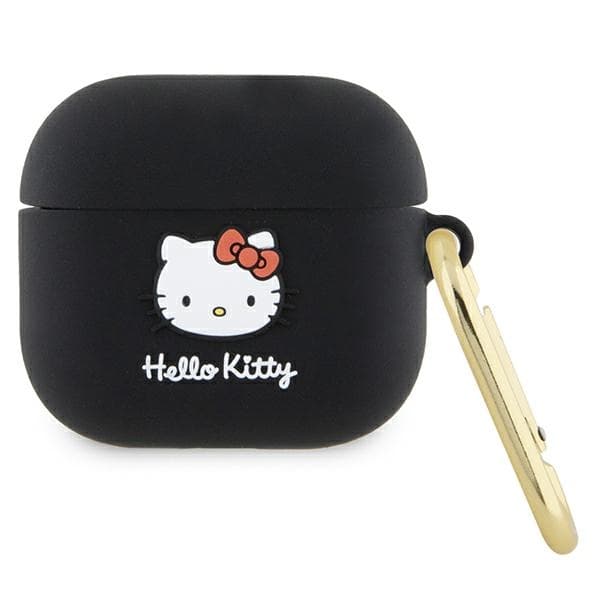 Hello Kitty HKA33DKHSK Airpods 3 cover sort/sort silikone 3D kattehoved