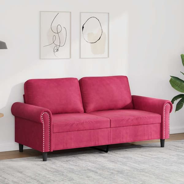 vidaXL 2-sitssoffa vinröd 140 cm klädd i sammet