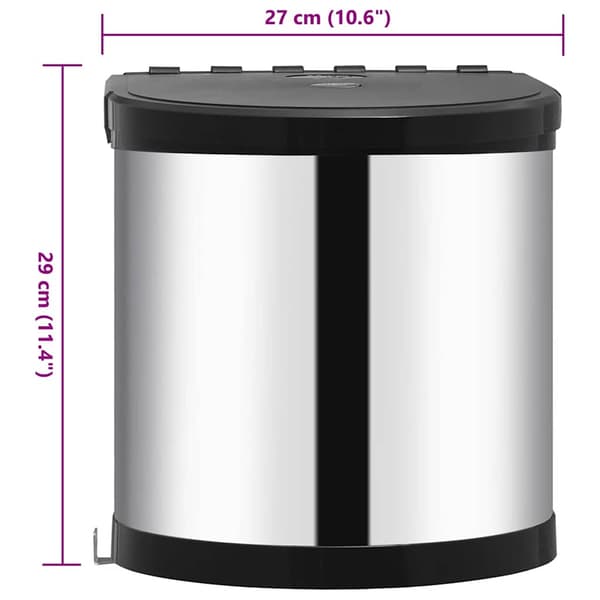 vidaXL indbygget affaldsspand, rustfrit stål, 8 l