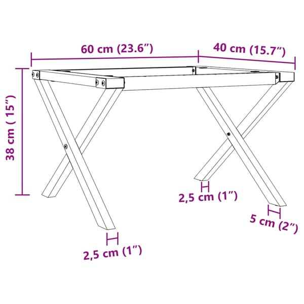 vidaXL X-formade soffbordsben 60x40x38 cm