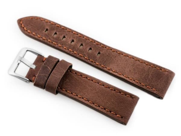 Læderrem til ur W48 - PREMIUM - mørkebrun II - 24mm