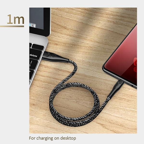 USAMS Flätad U41 USB-A till MicroUSB-kabel 1m 2A Röd